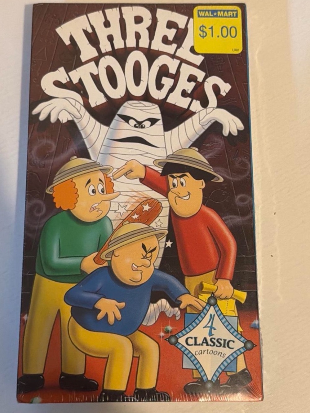 The Three Stooges VHS 1995 UAV Mummies Boys Dinopoodi Animated Cartoons New